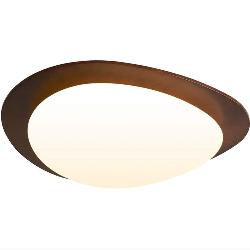 Contemporary Retro Pebbles Shape Wood PE LED Flush Mount Ceiling Light For Living Room