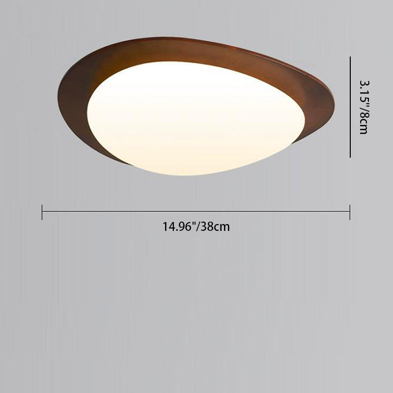 Contemporary Retro Pebbles Shape Wood PE LED Flush Mount Ceiling Light For Living Room