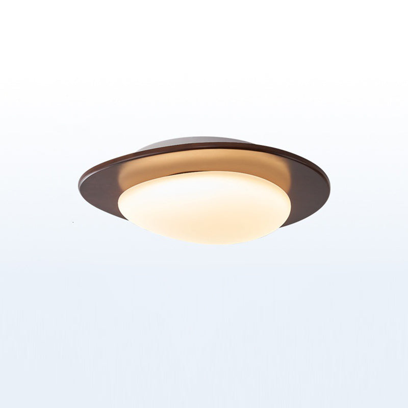 Contemporary Retro Pebbles Shape Wood PE LED Flush Mount Ceiling Light For Living Room