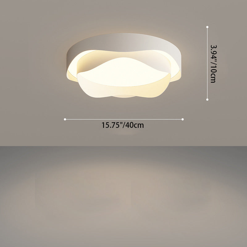 Modern Simplicity Cream Flower Shape Iron Acrylic LED Flush Mount Ceiling Light For Bedroom