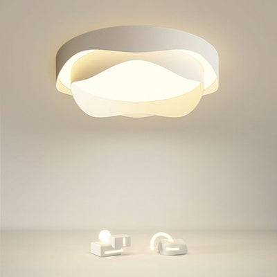 Modern Simplicity Cream Flower Shape Iron Acrylic LED Flush Mount Ceiling Light For Bedroom