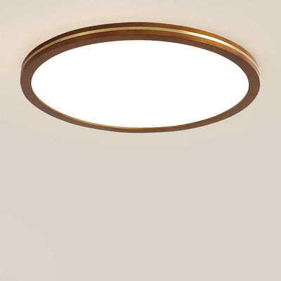 Modern Minimalist Round Square Rectangular Wood Acrylic LED Flush Mount Ceiling Light For Living Room