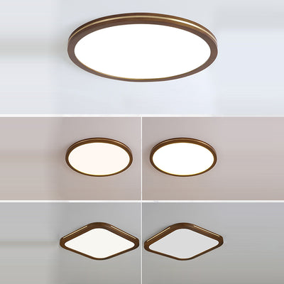 Modern Minimalist Round Square Rectangular Wood Acrylic LED Flush Mount Ceiling Light For Living Room