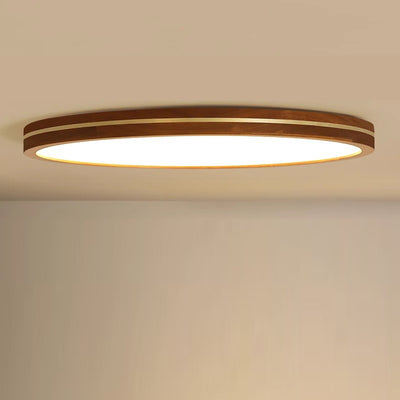 Modern Minimalist Round Square Rectangular Wood Acrylic LED Flush Mount Ceiling Light For Living Room