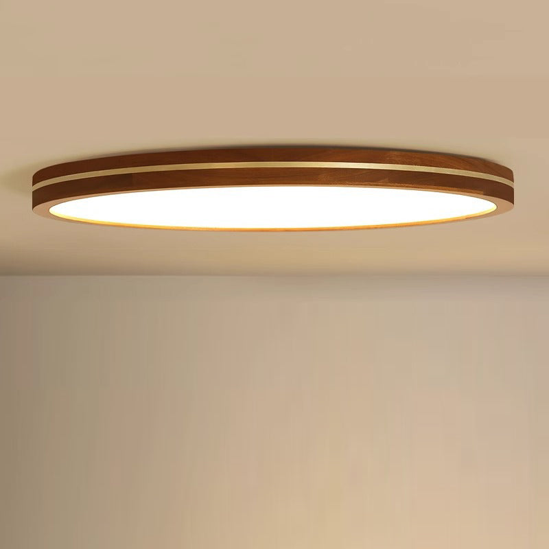 Modern Minimalist Round Square Rectangular Wood Acrylic LED Flush Mount Ceiling Light For Living Room