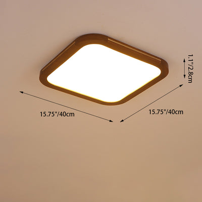 Modern Minimalist Round Square Rectangular Wood Acrylic LED Flush Mount Ceiling Light For Living Room