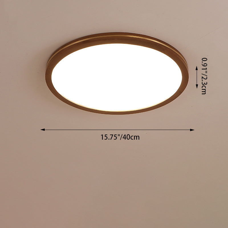 Modern Minimalist Round Square Rectangular Wood Acrylic LED Flush Mount Ceiling Light For Living Room