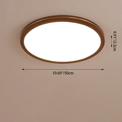 Modern Minimalist Round Square Rectangular Wood Acrylic LED Flush Mount Ceiling Light For Living Room