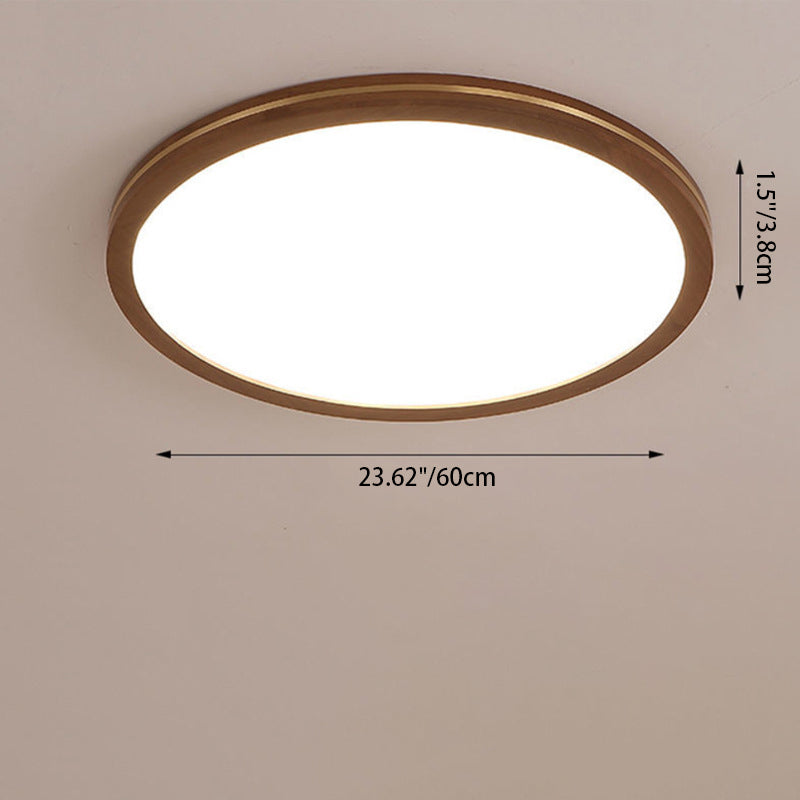 Modern Minimalist Round Square Rectangular Wood Acrylic LED Flush Mount Ceiling Light For Living Room