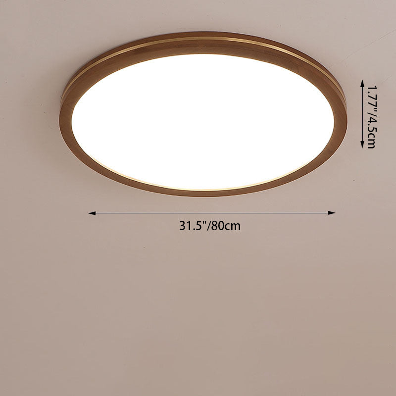 Modern Minimalist Round Square Rectangular Wood Acrylic LED Flush Mount Ceiling Light For Living Room