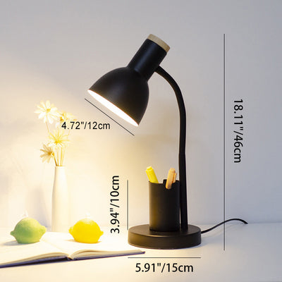 Modern Minimalist Iron Wood Adjustable Angle Pen Holder 1-Light Table Lamp For Study