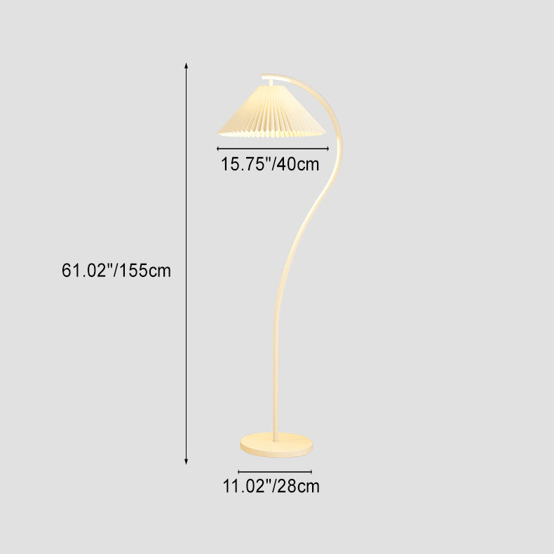 Modern Minimalist Pleated Fabric Iron 1-Light Standing Floor Lamp For Living Room