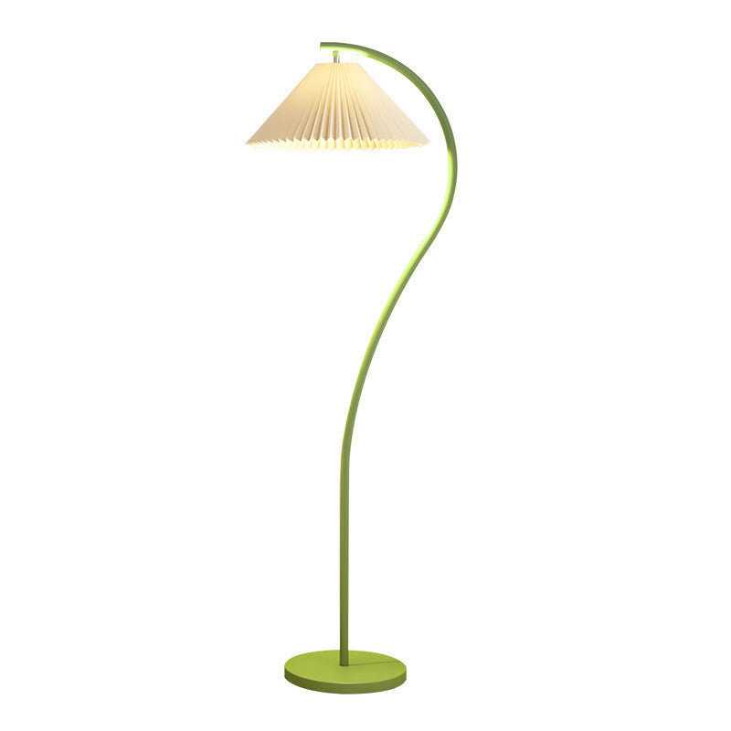 Modern Minimalist Pleated Fabric Iron 1-Light Standing Floor Lamp For Living Room