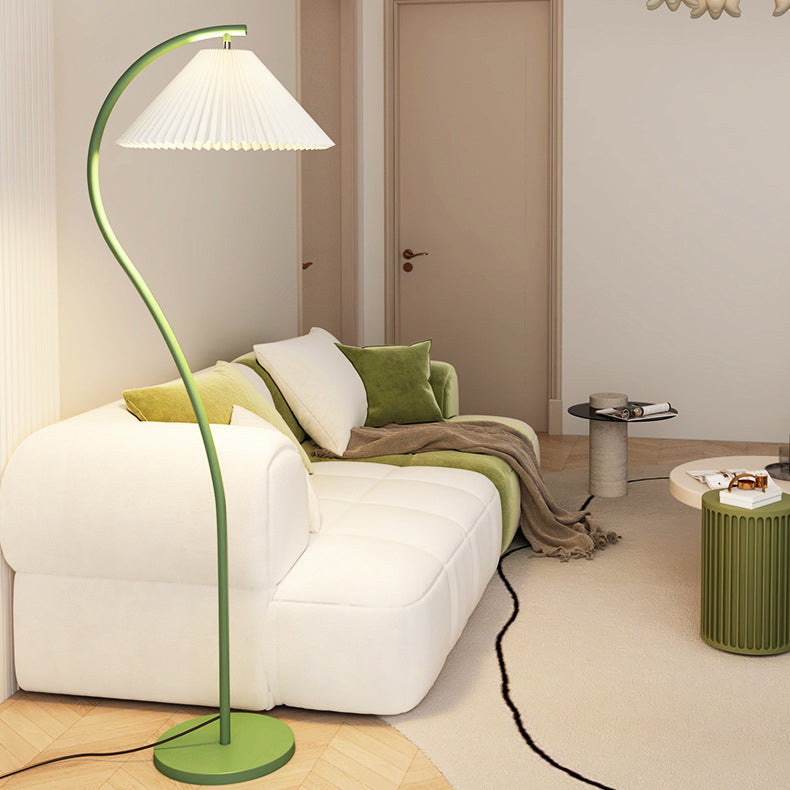 Modern Minimalist Pleated Fabric Iron 1-Light Standing Floor Lamp For Living Room