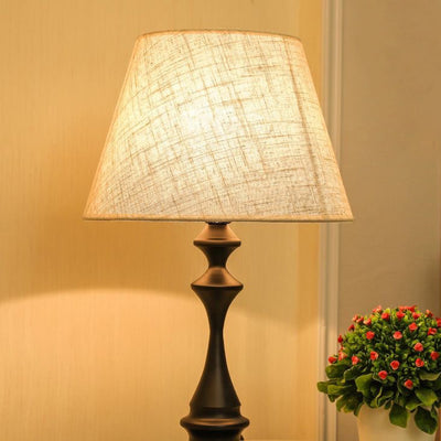 Contemporary Nordic Drum Shape Iron Fabric 1-Light Table Lamp For Bedroom