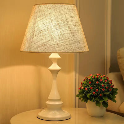 Contemporary Nordic Drum Shape Iron Fabric 1-Light Table Lamp For Bedroom