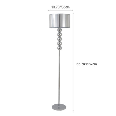 Modern Luxury Drum Shape Beaded Column Iron Fabric 1-Light Standing Floor Lamp For Living Room