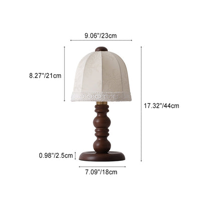 Contemporary Retro Wood Fabric Dome 1-Light Table Lamp For Bedroom