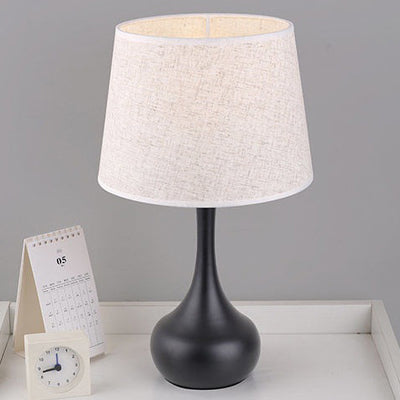 Modern Minimalist Teardrop Base Drum Shape Fabric Iron 1-Light Table Lamp For Bedroom