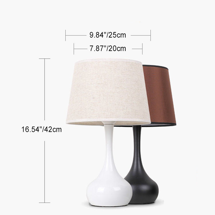 Modern Minimalist Teardrop Base Drum Shape Fabric Iron 1-Light Table Lamp For Bedroom