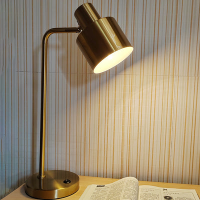 Modern Minimalist Iron Adjustable Angle Drum Shape 1-Light Table Lamp For Study