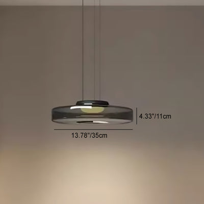 Modern Luxury Disc Glass Metal LED Pendant Light For Bedroom