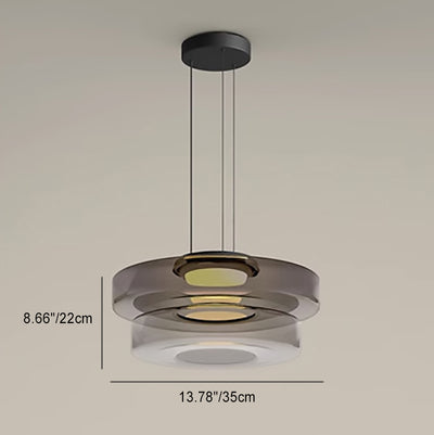 Modern Luxury Multi-Layered Disc Glass Metal LED Pendant Light For Living Room