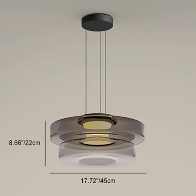 Modern Luxury Multi-Layered Disc Glass Metal LED Pendant Light For Living Room