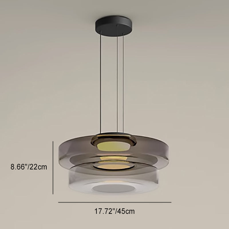 Modern Luxury Multi-Layered Disc Glass Metal LED Pendant Light For Living Room