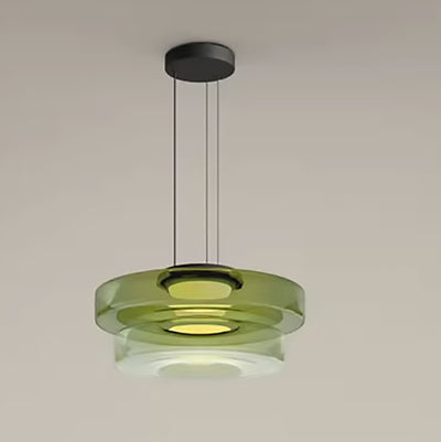 Modern Luxury Multi-Layered Disc Glass Metal LED Pendant Light For Living Room