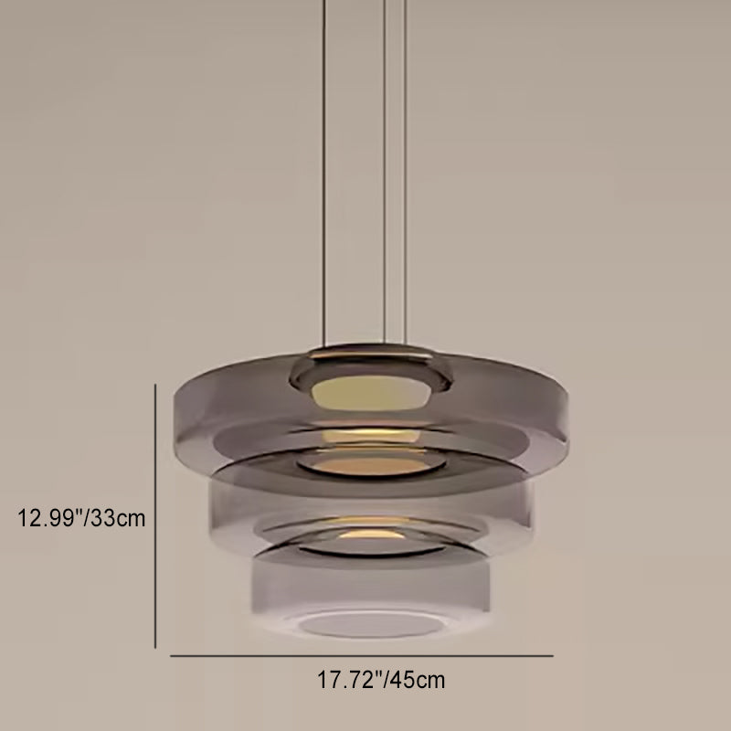 Modern Luxury Multi-Layered Disc Glass Metal LED Pendant Light For Living Room