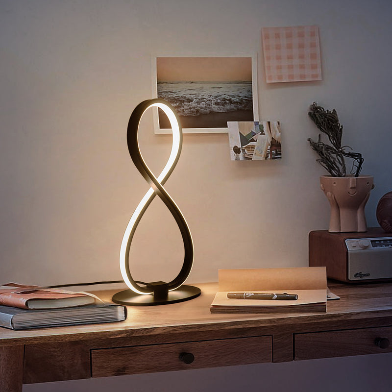 Modern Minimalist 8 Shape Aluminum Silicone LED Table Lamp For Living Room