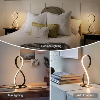 Modern Minimalist 8 Shape Aluminum Silicone LED Table Lamp For Living Room