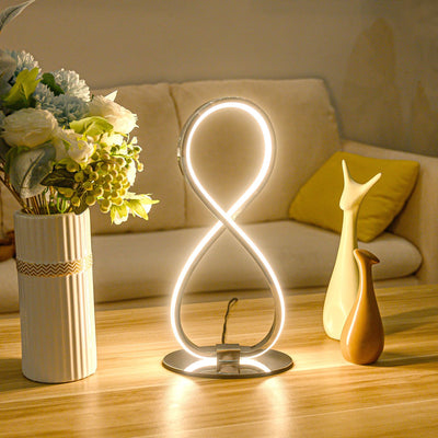 Modern Minimalist 8 Shape Aluminum Silicone LED Table Lamp For Living Room