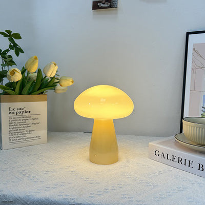 Contemporary Nordic Mushroom Shape Glass USB LED Table Lamp For Bedroom