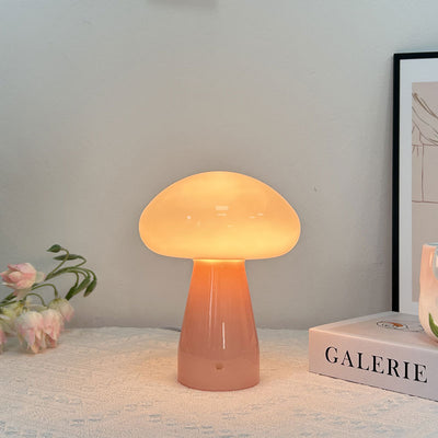 Contemporary Nordic Mushroom Shape Glass USB LED Table Lamp For Bedroom