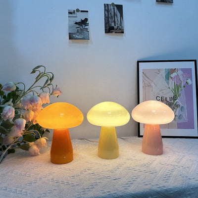 Contemporary Nordic Mushroom Shape Glass USB LED Table Lamp For Bedroom