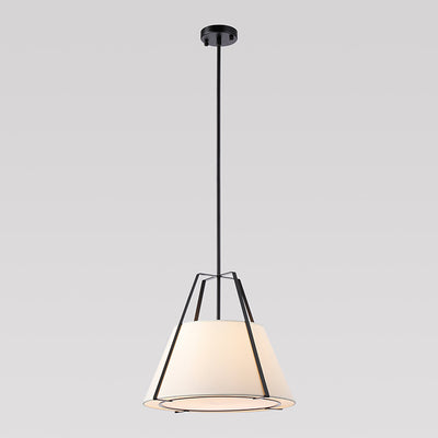 Contemporary Nordic Double Fabric Trapezoid Iron 1-Light Pendant Light For Living Room