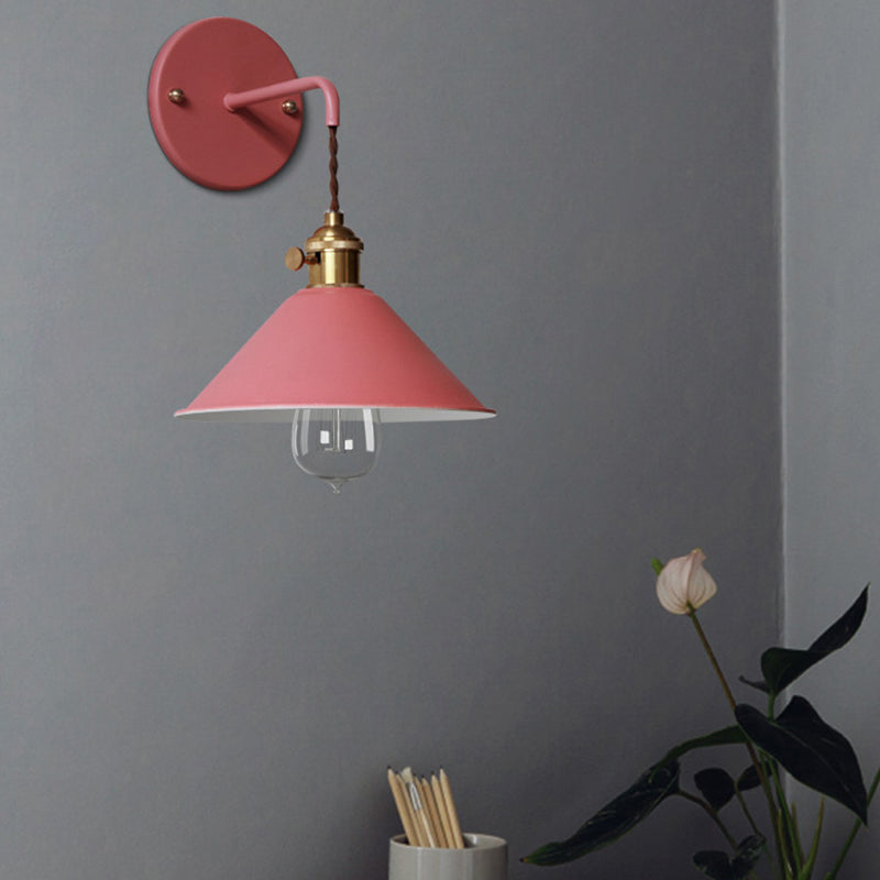 Contemporary Nordic Macaron Cone Cup Shape Glass Ball Iron Aluminum 1-Light Wall Sconce Lamp For Living Room