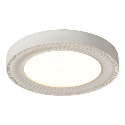 Traditional French Round Carving Resin Iron Acrylic LED Flush Mount Ceiling Light For Bedroom