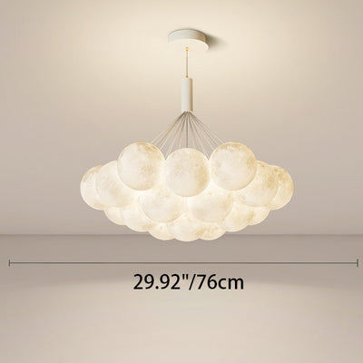 Contemporary Creative Iron PVC Round Cluster Bubble Moon Planet LED Chandelier For Bedroom