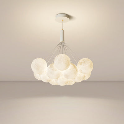 Contemporary Creative Iron PVC Round Cluster Bubble Moon Planet LED Chandelier For Bedroom