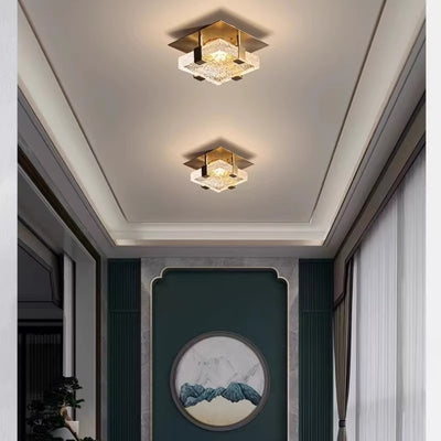 Moderne Luxus Zylinder Mehrschicht Rechteck Hardware Kristall LED Semi-Flush Mount Deckenleuchte für Wohnzimmer 