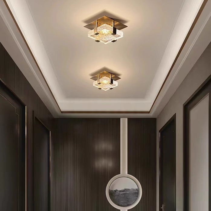 Moderne Luxus Zylinder Mehrschicht Rechteck Hardware Kristall LED Semi-Flush Mount Deckenleuchte für Wohnzimmer 