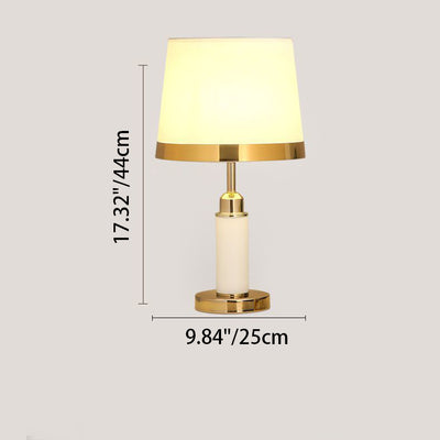 Modern Luxury Drum Shape Cylinder Base Hardware Fabric 1-Light Table Lamp For Bedroom