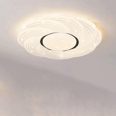 Modern Minimalist Cream Round Rose Iron Acrylic LED Flush Mount Ceiling Light For Bedroom