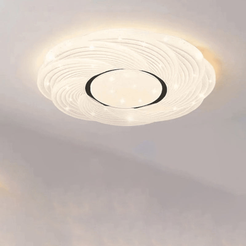 Modern Minimalist Cream Round Rose Iron Acrylic LED Flush Mount Ceiling Light For Bedroom