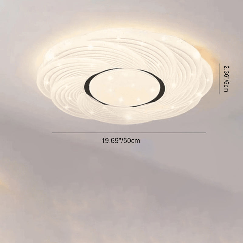 Modern Minimalist Cream Round Rose Iron Acrylic LED Flush Mount Ceiling Light For Bedroom