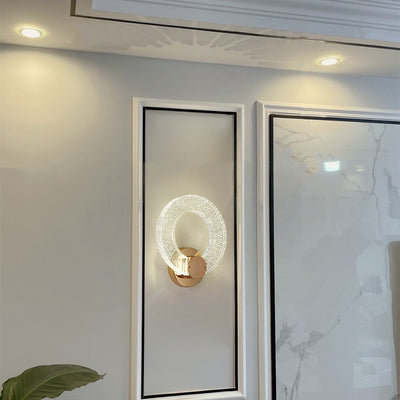 Modern Luxury Circular Bubble Crystal Iron Aluminum LED Wall Sconce Lamp For Living Room