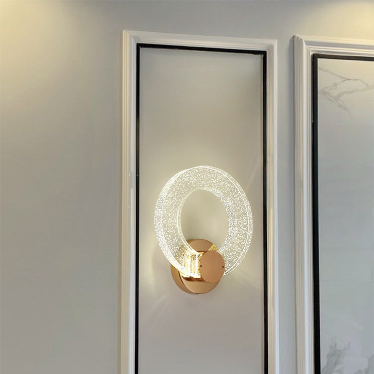 Modern Luxury Circular Bubble Crystal Iron Aluminum LED Wall Sconce Lamp For Living Room